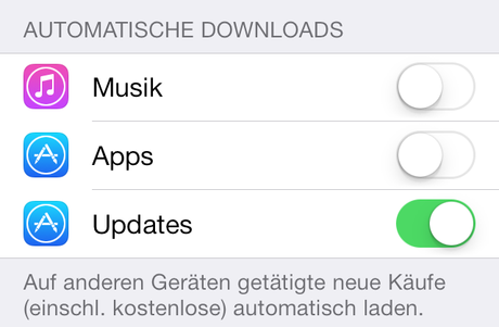 iOS 7: Automatische Updates für Apps deaktivieren