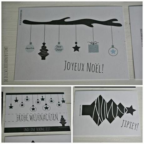 Lovely Printables - Weihnachtskarten zum Gratis Download Black & White Inspiration