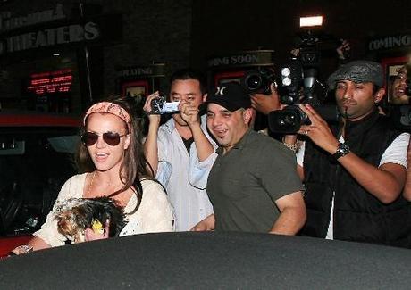 17940, MALIBU, CALIFORNIA - Monday January 7 2008. FILE PICTURE dated Thursday October 4 2007 of Britney Spears exiting the Casa Escobar restaurant in the Malibu Country Mart under the watchful eyes of manager Sam Lufti (black baseball cap) and paparazzo Adnan Ghalib (flat cap, goatee beard). The troubled pop star is reportedly dating Ghalib. Photograph: Jennifer Buhl, Pedro Andrade, PacificCoastNews.com ****** UK OFFICE: 131 225 3333/3322 US OFFICE: 1 310 261 9676