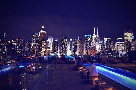 New York November 2013 Dachterrasse Skyline Nacht Lounge