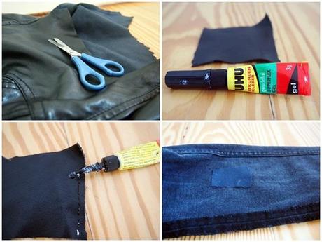 denim leather patchwork DIY