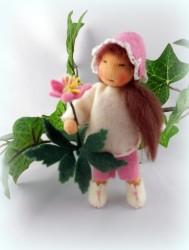 Buschwindröschen-Mädchen rosa - Blumenkind für den Jahreszeitentisch im Frühling