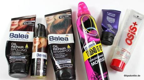 Balea Oil Repair Spülung, Haaröl und Shampoo · Balea Trend it Up Verlockendes Mousse · Alterna Caviar Anti Aging Shampoo · osis+ 2-Phasen Curl Cream