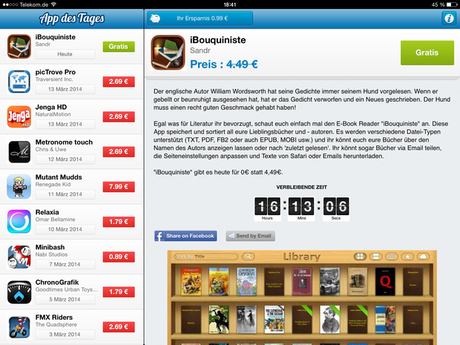 Screenshot App des Tages - iPad Version