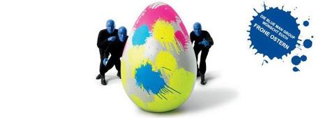 Ach du farbiges Ei: Die Blue Men Group feiert Ostern auf ihre ganz eigene Art. Foto: Stage Entertainment.