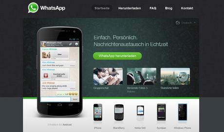 WhatsApp: Die Startseite der Homepage ist deutsch, das Impressum allerdings nicht.