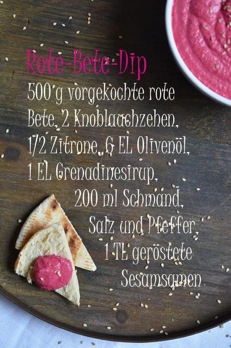 Rezept für Rote-Bete-Dip mit geröstetem Pitabrot