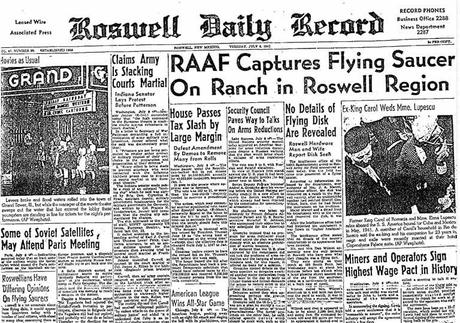 Kuriose Feiertage - 2. Juli - Welt UFO-Tag - World UFO Day - RoswellDailyRecordJuly 8 1947 via Wikimedia Commons