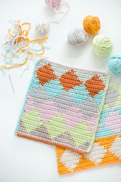 Harlequin Tapestry Crochet dishcloths tutorial