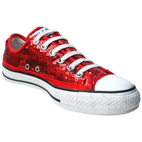 Converse Chuck Taylor Schuhe All Star Chucks 101725 Rot Pailletten Sequins CT AS OX Can unisex Sneakers - Vintage