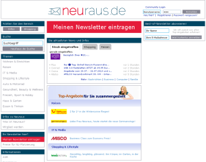 Homepage der Open Newsletter Community neuraus.de