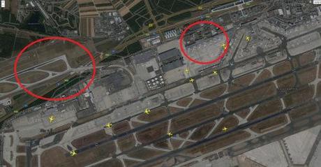 Links zu sehen: Neue Start- und Landebahn. Rechts: Terminal Z für den A380