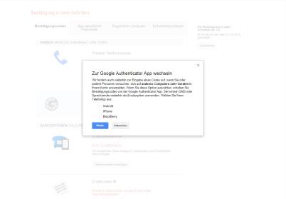 Google Konto mit Zwei-Faktor-Authentifizierung absichern ( Bestätigung in zwei Schritten )