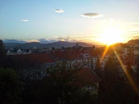Sonnenuntergang in Klagenfurt