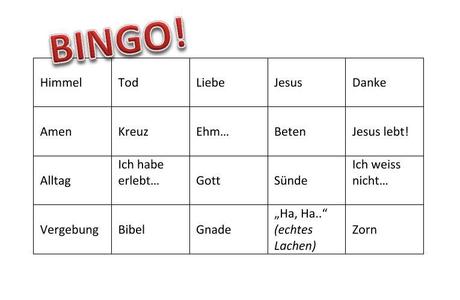 Predigt-Bingo-Karte
