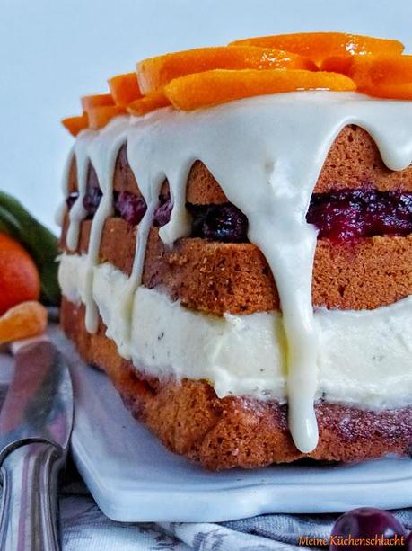 Cranberry &amp; Mandarinen Kuchen mit Thymian Buttercreme und kandierten ...