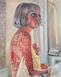 Dawn Mellor, Mia Farrow, 2010, Öl auf Leinwand / Oil on canvas, 152 x 122 cm  © Dawn Mellor, Photo Jana Ebert 