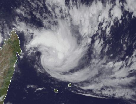 Tropischer Sturm Bansi Mauritius Satellitenbild