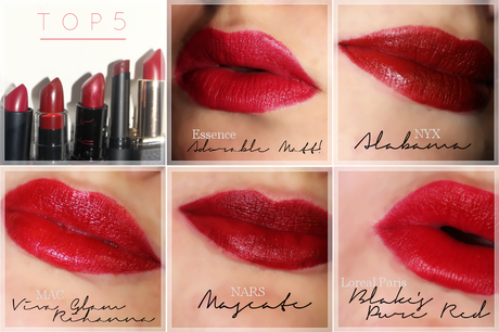 TOP 5 | Meine 5 liebsten Lippenstifte in rot ♥
