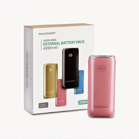 Produkttest:  RAVPower®Luster 6000mAh Externer Akku Pack Zusatzakku Power Bank USB Ladegerät Taschenlampe für Smartphones und Tablets, rosa