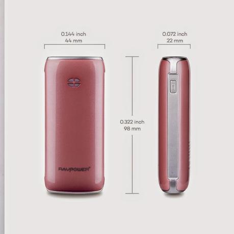 Produkttest:  RAVPower®Luster 6000mAh Externer Akku Pack Zusatzakku Power Bank USB Ladegerät Taschenlampe für Smartphones und Tablets, rosa