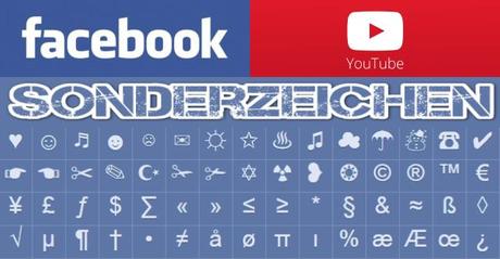 Facebook – YouTube Sonderzeichen und Symbole wie Pfeile, Herzen und Smilies