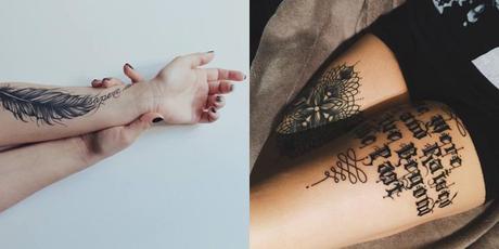 Feder-Tattoo, Mandala-Tattoo, Old English-Tattoo