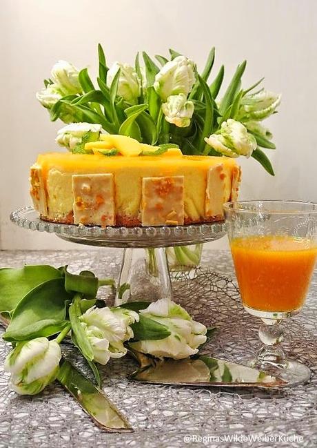 Mango-Joghurtmousse Torte mit Minze, bringt Frühlingsgefühle und Sonne auf den Teller!