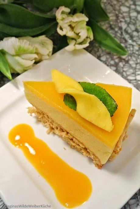 Mango-Joghurtmousse Torte mit Minze, bringt Frühlingsgefühle und Sonne auf den Teller!