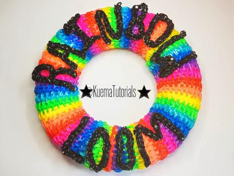 Rainbow Loom Styroporkranz - wreath umloomen
