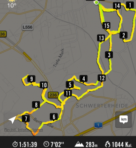 Laufstrecke aus der Nike+ App als Screenshor