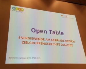 Open-Table bei den Berliner Energietagen 2015, Foto: Andreas Kühl