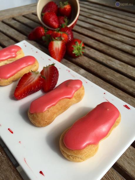 Fruchtige Eclairs mit Erdbeerecrème – Liebesknochen auf LAPATIsserie Fruchtige Eclairs mit Erdbeerecrème – Liebesknochen auf LAPATIsserie
