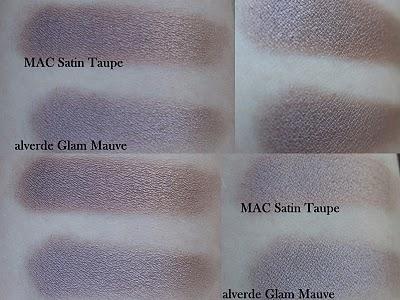 Vergleich MAC Satin Taupe + alverde Glam Mauve