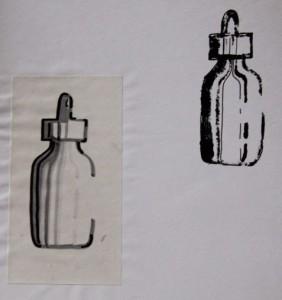 copic marker und flaschen mit verschiedenen papieren