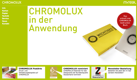homepage von chromolux in grün