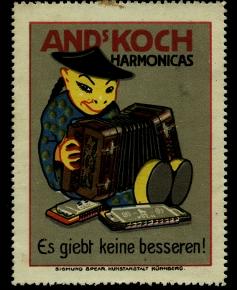 Reklamemarke: Andreas Koch Harmonicas