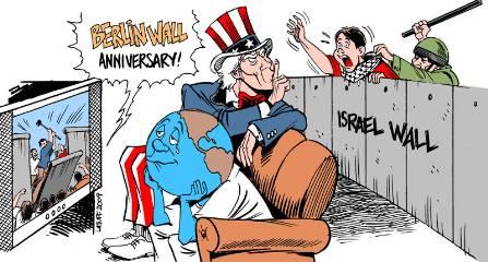 Berliner und Israelische Mauer (Freiheit ist noch nicht erreicht)  (C) by Latuff2
