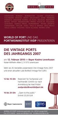 Die Vintage Ports des Jahrgangs 2007 am 12.02.2010 in Leverkusen