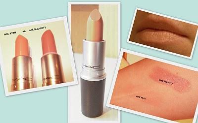 Nude Lippenstifte MAC Myth vs. MAC Blankety