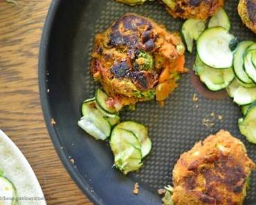 Süßkartoffel-Bohnen-Bratlinge mit Brokkoli