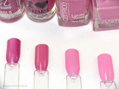 Blogparade - 7 shades of... Pink Polishes! rdel young essemce catrice anny swatches