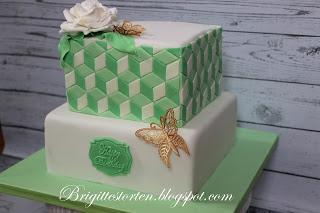 Optische Illusions Torte mit Tutorial in hellgrünen Farben /Optical illusions cake in light green