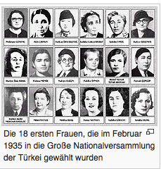 Die ersten 18 Frauen, die im Februar 1935 in die Grosse Nationalversammlung der Türkei gewählt wurden.