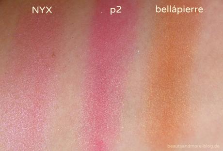 Meine Top 3 Sommerblushes - Blogparade - NYX, p2, bellapierre - Swatches