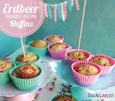 Erdbeer-Rhababer-Marzipan Muffins