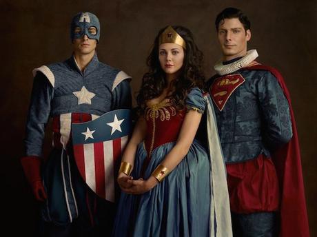 sacha-goldberger-superheros-super-flemish-family-portrait-superman-captain-america-wonderwoman