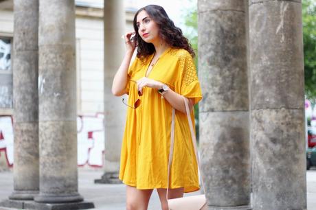 Yellow Boho Dress Zara Sale Nude Bag White Platform Sandals Berlin Fashion Blog Modeblog Inspiration Outfit