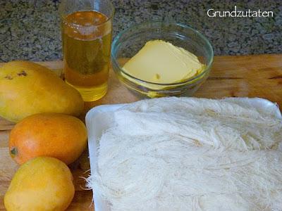 Kunafa-Schicht-Dessert mit Mango aus dem Glas - Kunafa