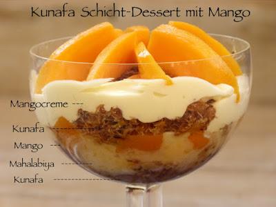 Kunafa-Schicht-Dessert mit Mango aus dem Glas - Kunafa